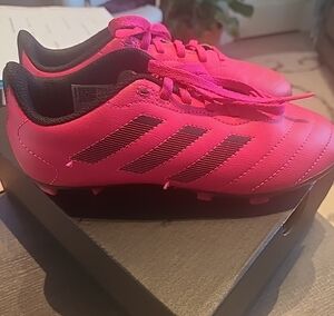 adidas Kids Pink and Black Soccer Cleats